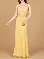 Beaded Corset Prom Dress with Slit - By Baano