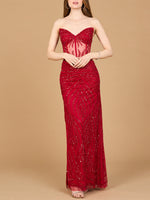 Beaded Corset Prom Dress with Slit - By Baano