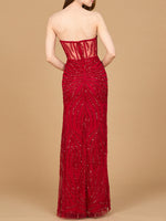 Beaded Corset Prom Dress with Slit - By Baano