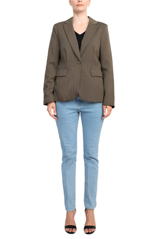 Danillo Notched Collar One Button Long Sleeve Solid Gabardine Blazer - By Baano
