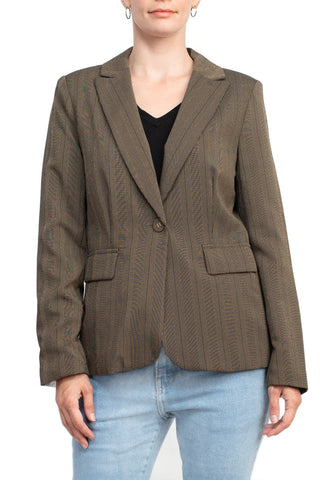 Danillo Notched Collar One Button Long Sleeve Solid Gabardine Blazer - By Baano
