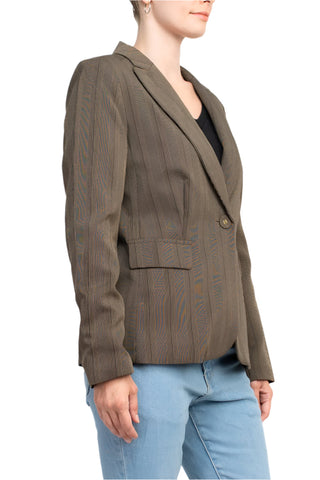 Danillo Notched Collar One Button Long Sleeve Solid Gabardine Blazer - By Baano