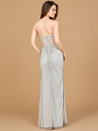 Embellished Strapless Gown with Slit