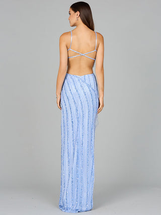 Cutout Beaded Gown with Fringes - By Baano