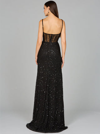 Elegant Corset Gown with Slit - By Baano