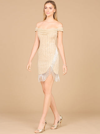 Off Shoulder Fringe Wrap Dress - By Baano