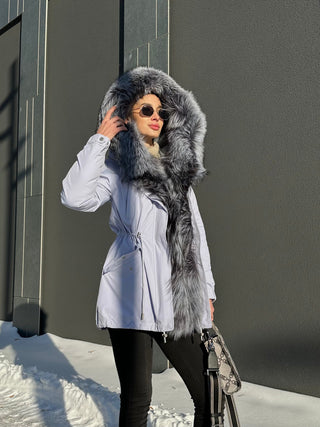 Genuine Silver Fox Fur Trim Rabbit Fur Insulated Parka - By Baano