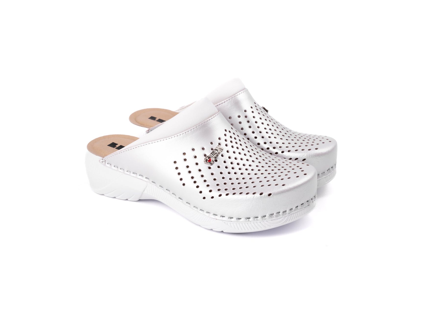Pandora III by LEON- Women’s Leather Clogs- Gel Insole & Perforated Leather for Breathability