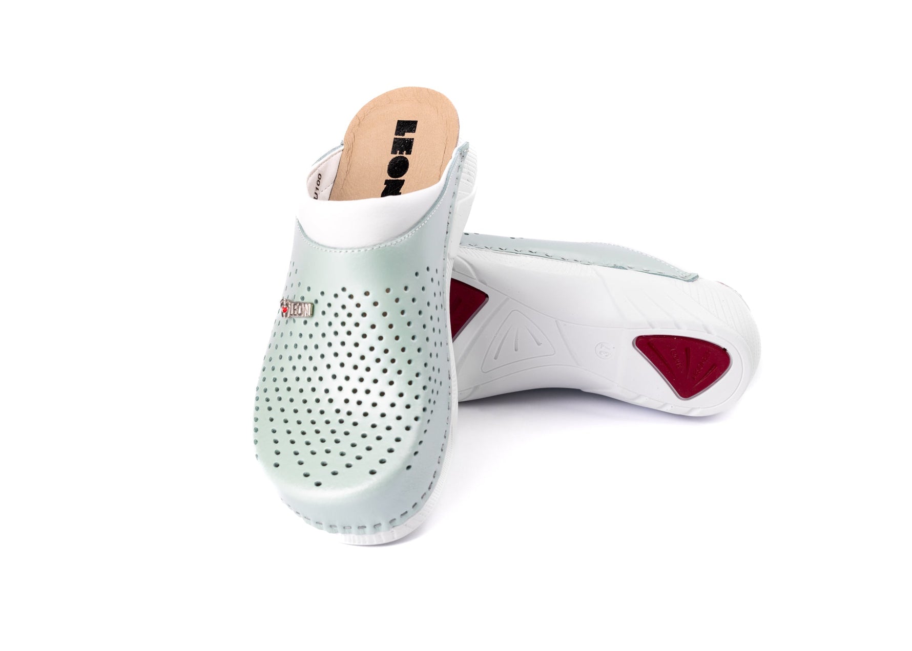 Pandora III by LEON- Women’s Leather Clogs- Gel Insole & Perforated Leather for Breathability