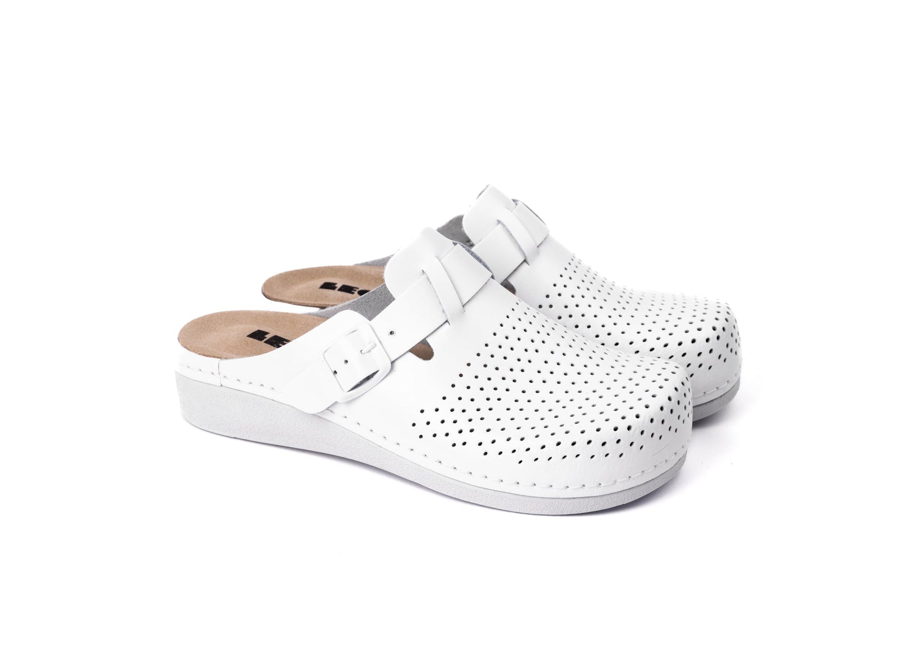 Nora IV by LEON– Women’s Leather Clogs- Adjustable Buckle with Removable Gel-Insole