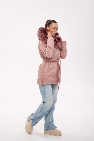 Genuine Silver Fox Fur Trim Down Insulated Parka - By Baano