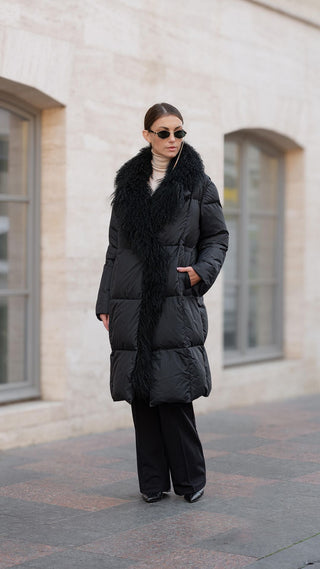 Genuine Lama Fur Premium Down Coat - By Baano