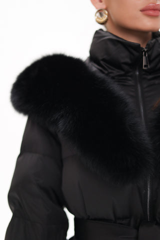 Pre-Order. Re-Stock Ships October 20. Amanda Genuine Fur Trim Down Fill Coat - By Baano