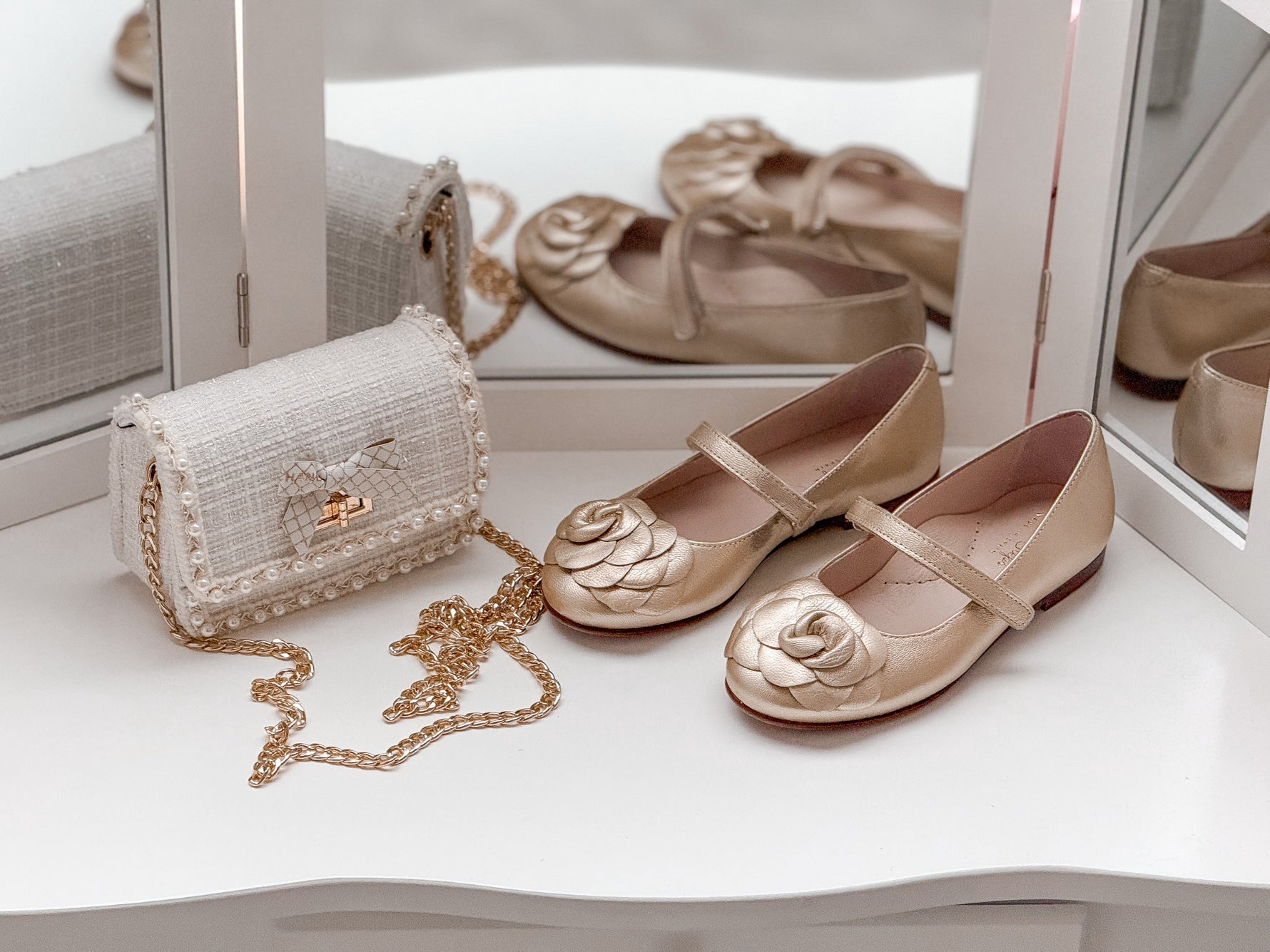 Camille- Gold Leather Mary Jane Shoes