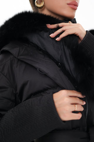 Pre-Order. Re-Stock Ships October 20. Amanda Genuine Fur Trim Down Fill Coat - By Baano