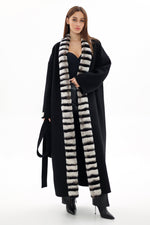 Genuine  French Orylag Fur Italian Cashmere Wool Coat