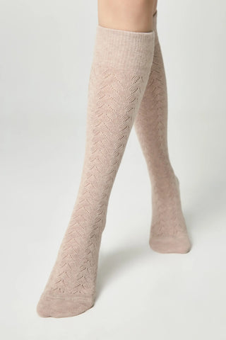 Cotton Knee Highs Conte Classic 010 - Cotton Blend and Knitted Pattern - By Baano
