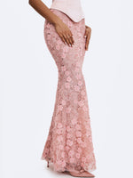 Uliya Rosy Pink Strapless Mermaid Peplum Maxi Dress