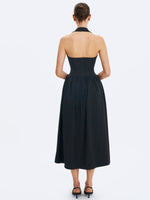 Delaney Black Lapel Halter Midi A-Line Dress Miss Circle
