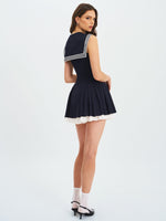 Calliope Navy Sailor Pleated Mini Dress Miss Circle