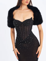 Kori Black Faux Fur Micro Bolero Miss Circle