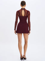 Natasha Burgundy Faux Two-Piece Turtleneck Mini Dress Miss Circle