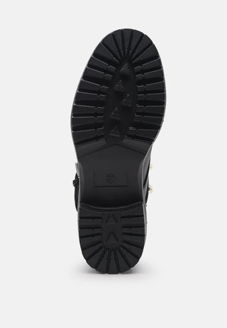 Pearl Studded Biker Boots