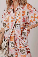 Printed Collared Neck Shirt and Wide Leg Pants Set - By Baano