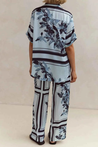Printed Button Up Shirt and Pants Set - By Baano