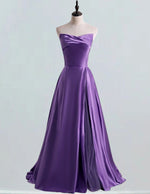 Elegant Purple Satin Ball Gown | Strapless Prom & Evening Dress