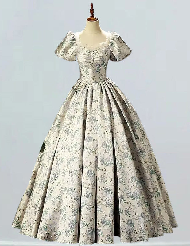 Plus Size Satin Floral V-Neck Gown | Elegant Evening & Prom Dress