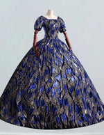 Royal Blue Velvet Sequin Prom Gown | Square Collar Elegant Evening Dress