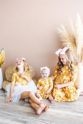 Dandelions in Fall 3/4 Sleeve Twirl Bodysuit - By Baano