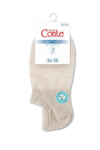 Linen Ankle Socks Conte Active - 251 Openwork “Mesh” Pattern - By Baano