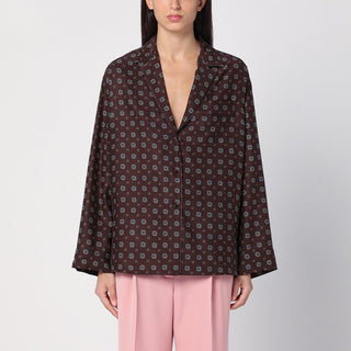 Brown Silk Patterned Shirt - By Baano