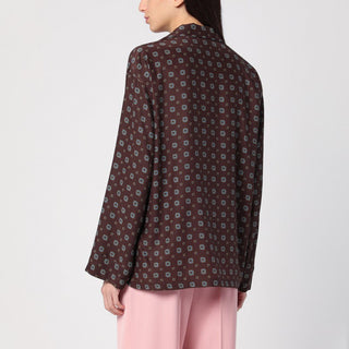 Brown Silk Patterned Shirt - By Baano