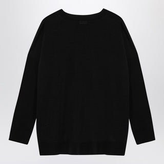 Black Wool Crew-neck Sweater - By Baano