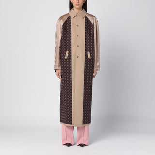 Beige Reversible Trench Coat In Gabardine And Satin - By Baano