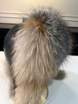 Genuine Silver Fox Fur Genuine Leather Hat