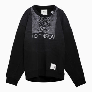 Black Cotton Sweatshirt With Double Neckline