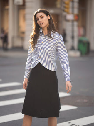 GATHERED STRIPE BLOUSE