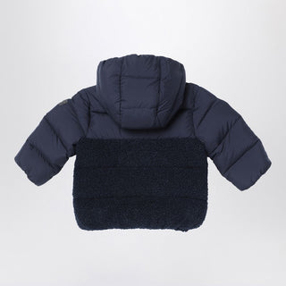 Navy Blue Nylon And Curly Down Jacket - By Baano