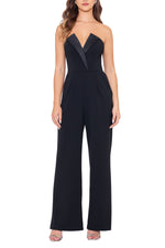 Betsy and Adam Tasha Strapless Back Zipper Side Pockets Tuxedo Jumpsuit