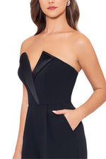 Betsy and Adam Tasha Strapless Back Zipper Side Pockets Tuxedo Jumpsuit