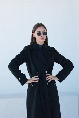 Alaska Classic Cashmere Blend Overcoat in Black