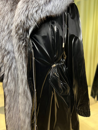 Genuine Silver Fox Fully Lined Hood Rabbit Insulated Parka - By Baano