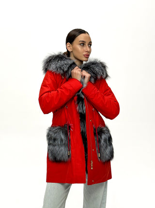 Genuine Silver Fox Fur Rabbit Fur Insulated Parka - By Baano