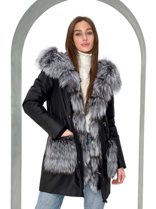 Genuine Silver Fox Fur Rabbit Fur Insulated Parka - By Baano