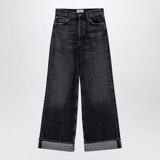 Dame Dark Grey Wide Ribbed Denim Jeans - By Baano