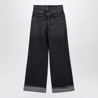 Dame Dark Grey Wide Ribbed Denim Jeans - By Baano